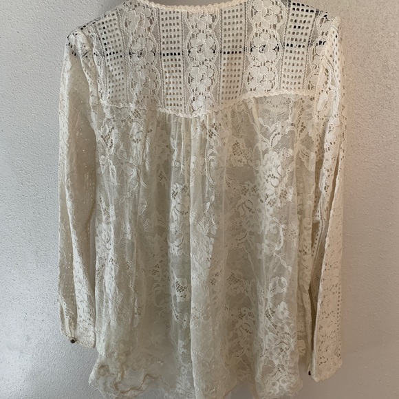 Floreat for Anthropologie Ivory Lacy Tunic Swing Top 8 - Picture 7 of 12